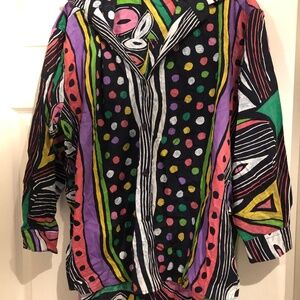 Vintage 1990’s Women’s Cotton Blouse “Tribes For H